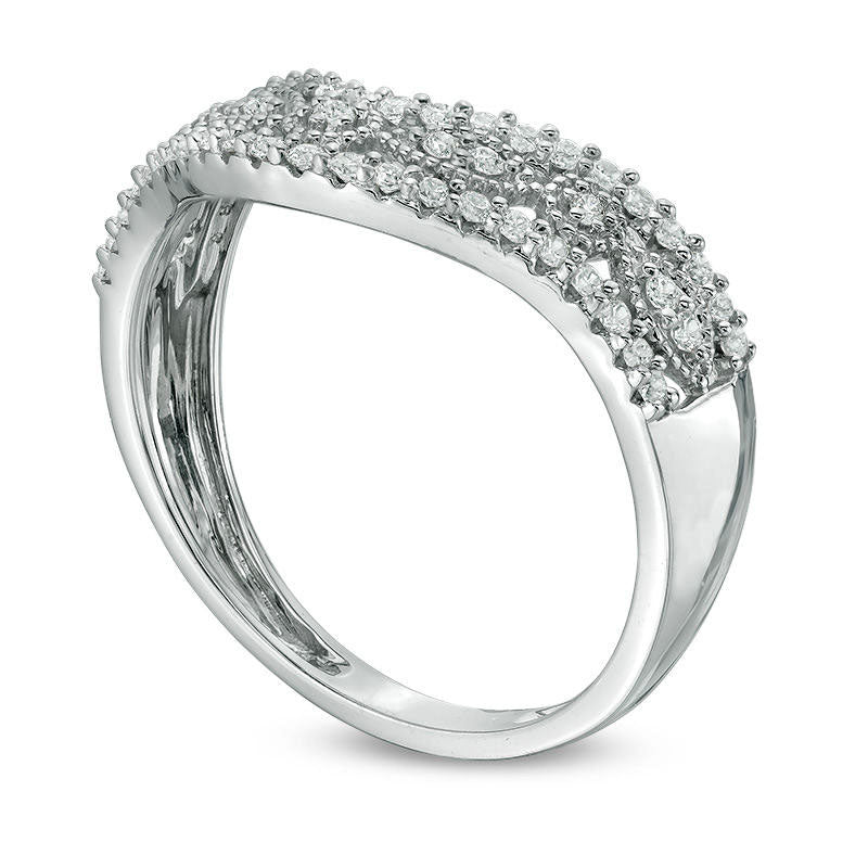 0.33 CT. T.W. Natural Diamond Antique Vintage-Style Contoured Band in Solid 10K White Gold