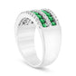 Emerald and 0.38 CT. T.W. Natural Diamond Multi-Row Band in Solid 14K White Gold