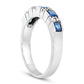 Princess-Cut Blue Sapphire and Natural Diamond Accent Five Stone Ring in Solid 14K White Gold