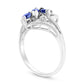 Marquise Blue Sapphire and Natural Diamond Accent Three Stone Bypass Ring in Solid 14K White Gold