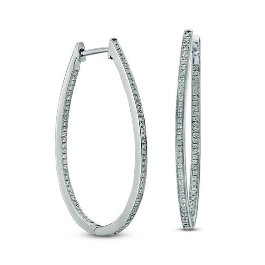 0.5 CT. T.W. Diamond Inside-Out Hoop Earrings in 10K White Gold