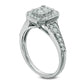 0.63 CT. T.W. Composite Natural Diamond Octagonal Frame Antique Vintage-Style Engagement Ring in Solid 14K White Gold