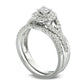 0.75 CT. T.W. Natural Diamond Frame Split Shank Bridal Engagement Ring Set in Solid 14K White Gold
