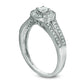 0.38 CT. T.W. Natural Diamond Frame Double Row Antique Vintage-Style Engagement Ring in Solid 10K White Gold