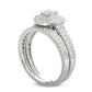 1.0 CT. T.W. Composite Natural Diamond Multi-Row Bridal Engagement Ring Set in Solid 14K White Gold