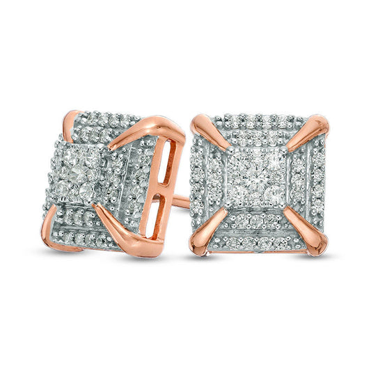 0.25 CT. T.W. Composite Diamond Square Frame Stud Earrings in 10K Rose Gold