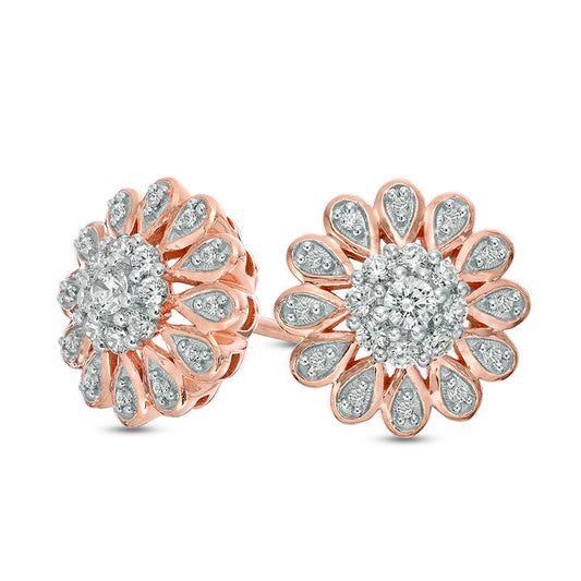 0.33 CT. T.W. Diamond Composite Flower Stud Earrings in 10K Rose Gold