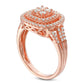 0.63 CT. T.W. Quad Natural Diamond Double Cushion Frame Split Shank Antique Vintage-Style Ring in Solid 10K Rose Gold
