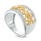 0.50 CT. T.W. Natural Diamond Leaf Pattern Band in Solid 10K Two-Tone Gold