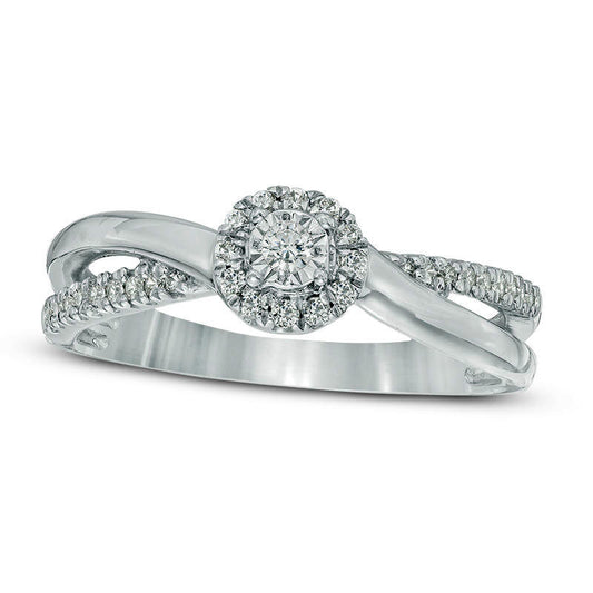 0.17 CT. T.W. Composite Natural Diamond Crossover Promise Ring in Sterling Silver