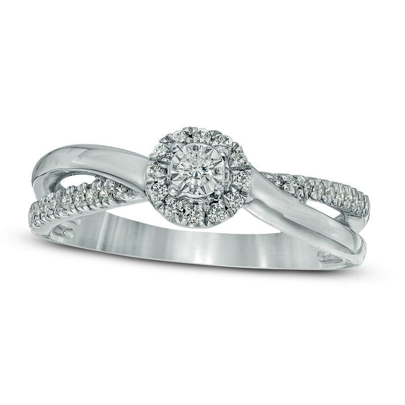 0.17 CT. T.W. Composite Natural Diamond Crossover Promise Ring in Sterling Silver