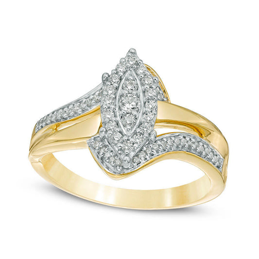 0.25 CT. T.W. Composite Natural Diamond Marquise Bypass Promise Ring in Solid 10K Yellow Gold