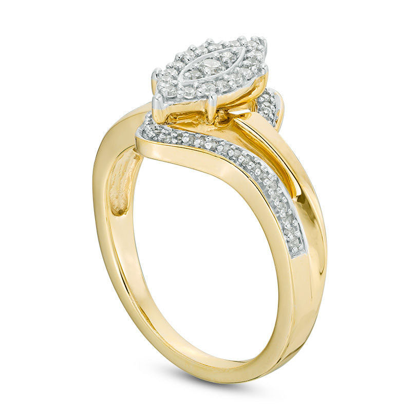 0.25 CT. T.W. Composite Natural Diamond Marquise Bypass Promise Ring in Solid 10K Yellow Gold