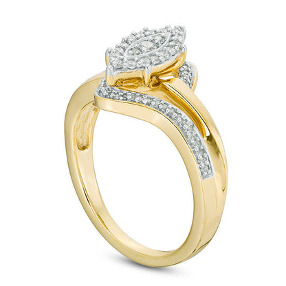 0.25 CT. T.W. Composite Natural Diamond Marquise Bypass Promise Ring in Solid 10K Yellow Gold