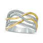 0.17 CT. T.W. Natural Diamond Wavy Crossover Band in Sterling Silver and Solid 10K Yellow Gold