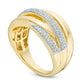 0.38 CT. T.W. Natural Diamond Layered Crossover Split Shank Ring in Solid 10K Yellow Gold