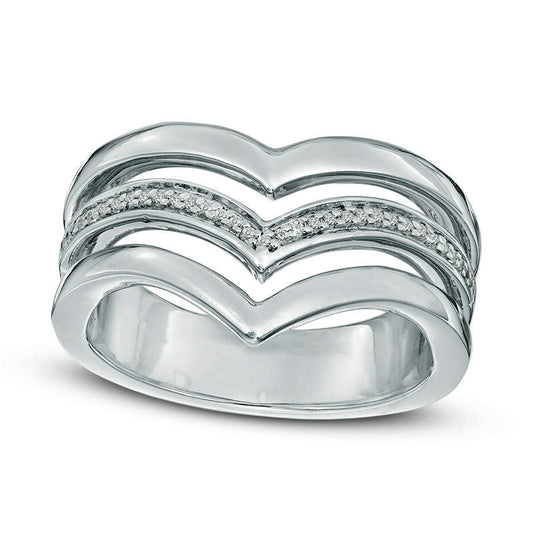 0.10 CT. T.W. Natural Diamond Multi-Row Chevron Band in Sterling Silver