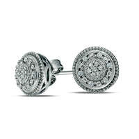 0.1 CT. T.W. Composite Diamond Frame Vintage-Style Stud Earrings in Sterling Silver