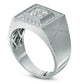 Mens 0.75 CT. T.W. Quad Natural Diamond Frame Satin Signet Ring in Solid 10K White Gold