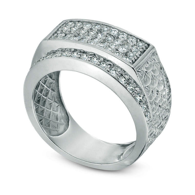 Mens 1.0 CT. T.W. Composite Natural Diamond Rectangle Anniversary Ring in Solid 10K White Gold