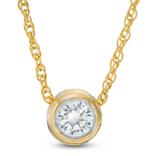 0.1 CT. Natural Clarity Enhanced Solitaire Pendant in 10K Yellow Gold