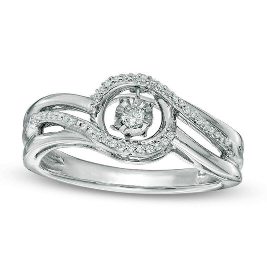 Unstoppable Love™ 0.10 CT. T.W. Natural Diamond Split Bypass Ring in Solid 10K White Gold