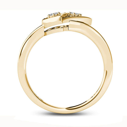 0.05 CT. T.W. Natural Diamond Double Heart Ring in Solid 10K Yellow Gold