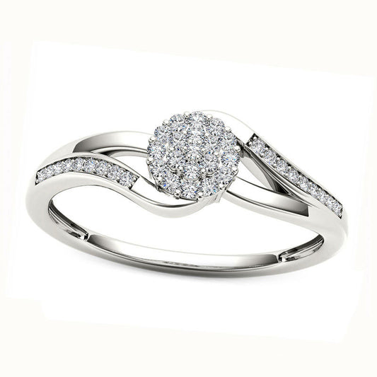 0.13 CT. T.W. Composite Natural Diamond Bypass Split Shank Promise Ring in Solid 10K White Gold