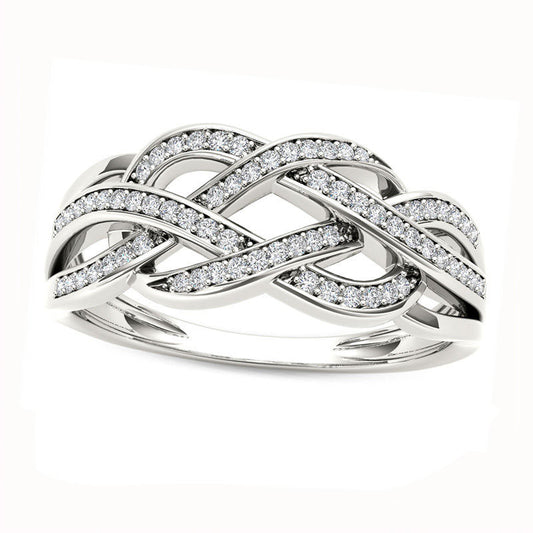 0.20 CT. T.W. Natural Diamond Loose Braid Ring in Solid 10K White Gold