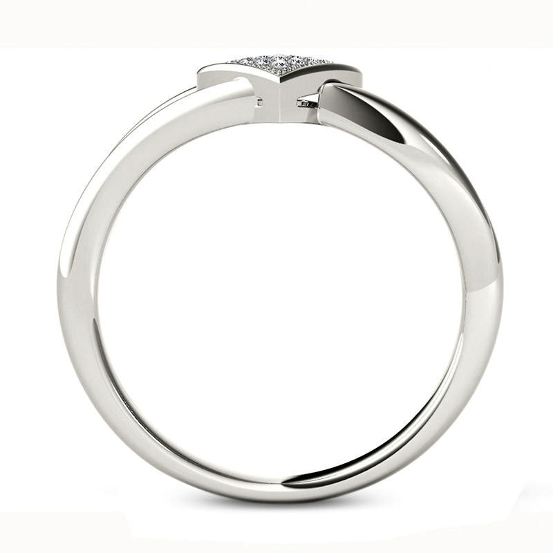 Natural Diamond Accent Heart Promise Ring in Solid 10K White Gold