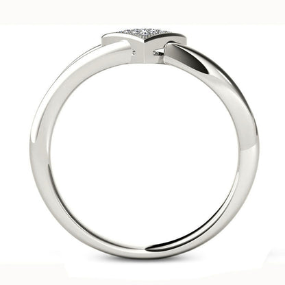 Natural Diamond Accent Heart Promise Ring in Solid 10K White Gold