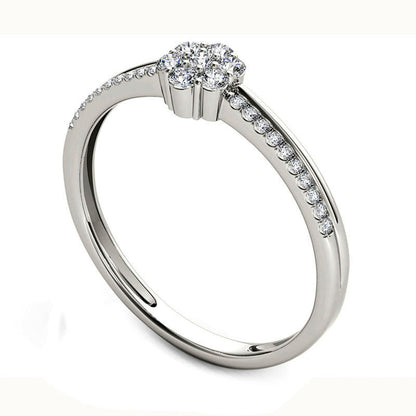 0.20 CT. T.W. Natural Diamond Flower Promise Ring in Solid 10K White Gold