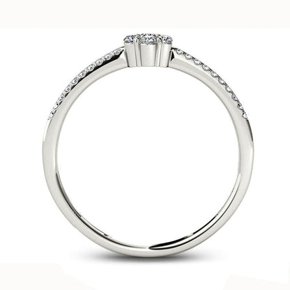 0.20 CT. T.W. Natural Diamond Flower Promise Ring in Solid 10K White Gold