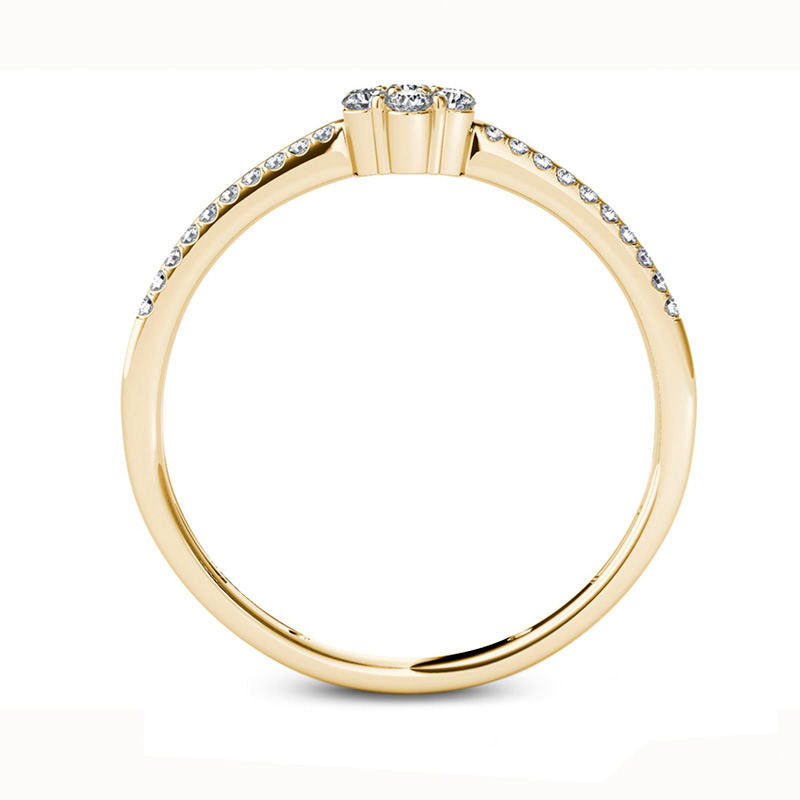 0.20 CT. T.W. Natural Diamond Flower Promise Ring in Solid 10K Yellow Gold