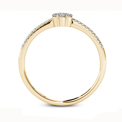 0.20 CT. T.W. Natural Diamond Flower Promise Ring in Solid 10K Yellow Gold