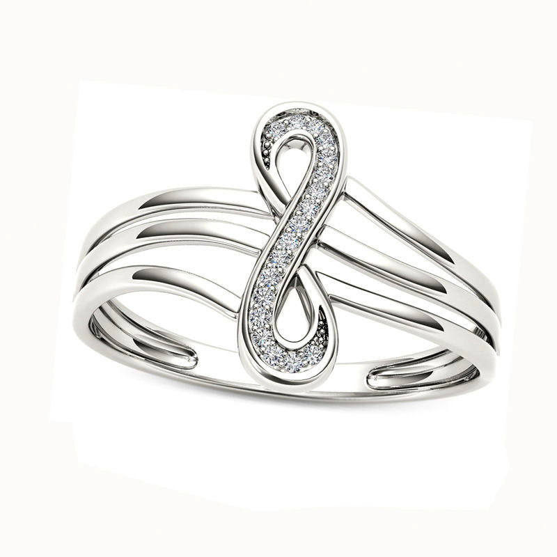 Natural Diamond Accent Infinity Split Shank Ring in Solid 10K White Gold