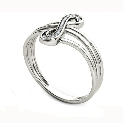 Natural Diamond Accent Infinity Split Shank Ring in Solid 10K White Gold