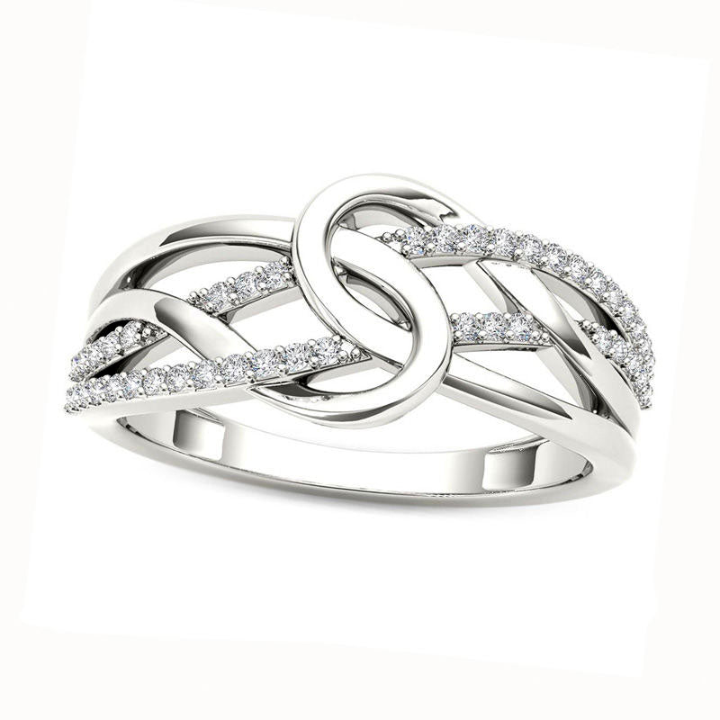 0.17 CT. T.W. Natural Diamond Crossover Loop Ring in Solid 10K White Gold