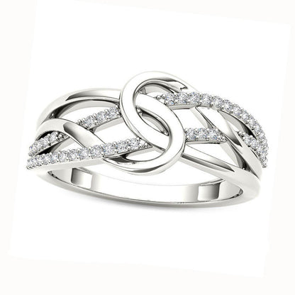 0.17 CT. T.W. Natural Diamond Crossover Loop Ring in Solid 10K White Gold