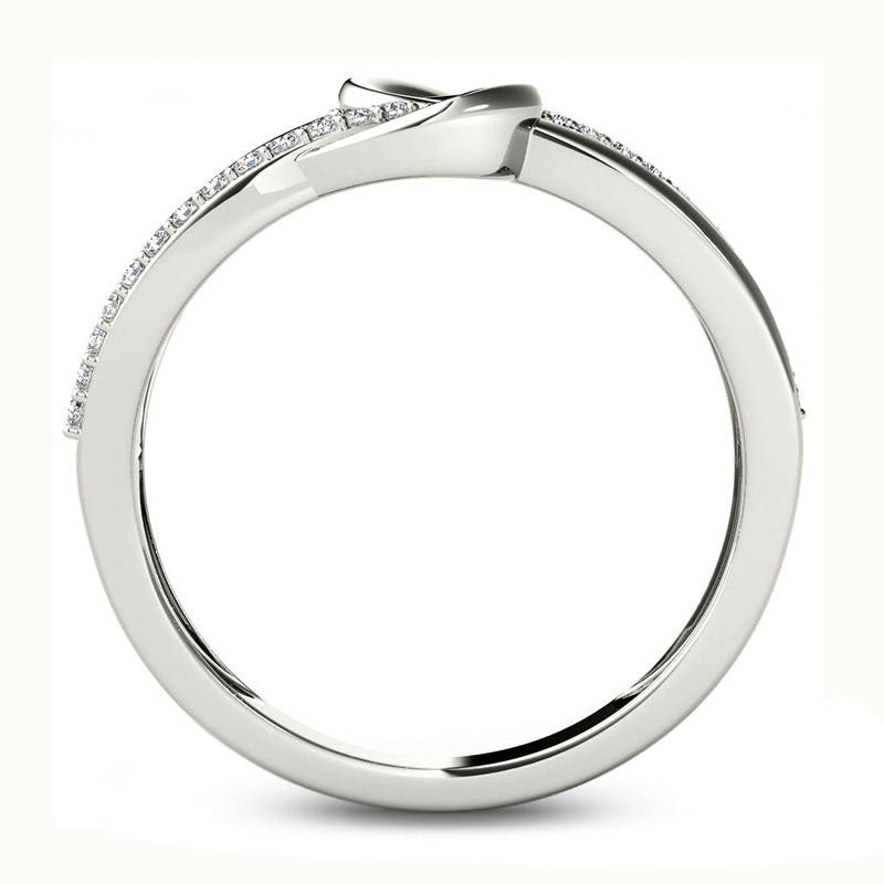 0.17 CT. T.W. Natural Diamond Crossover Loop Ring in Solid 10K White Gold