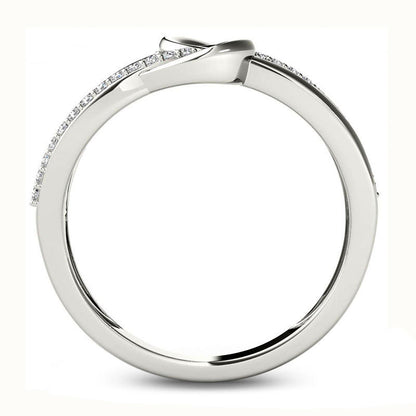 0.17 CT. T.W. Natural Diamond Crossover Loop Ring in Solid 10K White Gold