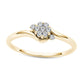 Natural Diamond Accent Flower Bypass Promise Ring in Solid 10K Yellow Gold