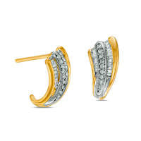 0.25 CT. T.W. Baguette and Round Diamond Swirl Drop Earrings in Sterling Silver with 14K Gold Plate
