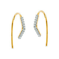 0.25 CT. T.W. Diamond Chevron Hoop Threader Earrings in Sterling Silver with 14K Gold Plate