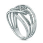 0.10 CT. T.W. Natural Diamond Layered Crossover Ring in Sterling Silver