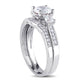 6.0mm Lab-Created White Sapphire and 0.13 CT. T.W. Diamond Three Stone Bridal Engagement Ring Set in Solid 10K White Gold