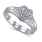 0.10 CT. T.W. Composite Natural Diamond Heart Frame Bridal Engagement Ring Set in Sterling Silver