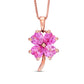 5.0mm Heart-Shaped Lab-Created Pink Sapphire Clover Pendant in Sterling Silver with 14K Rose Gold Plate