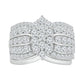 Lab-Created White Sapphire Marquise Composite Multi-Row Ring in Solid 10K White Gold