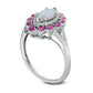 Marquise Lab-Created Opal with Pink and White Sapphire Scallop Frame Ring in Sterling Silver
